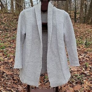 J. Jill Alpaca Blend Chunky Heavy Open Cardigan Sweater Shawl Collar Gray Sz S P
